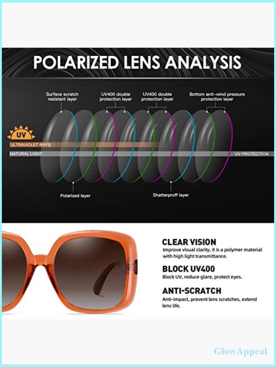 Oversized Square Polarized Sunglasses Retro UV400 Protection